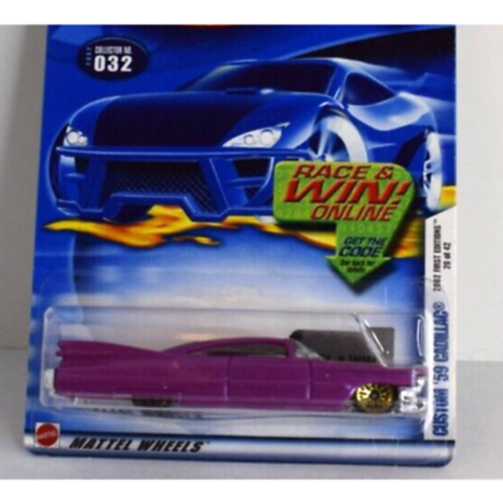 2002 Hot Wheels '59 Custom Cadillac Car First Editions #32 20/42 Purple 1:64 NEW